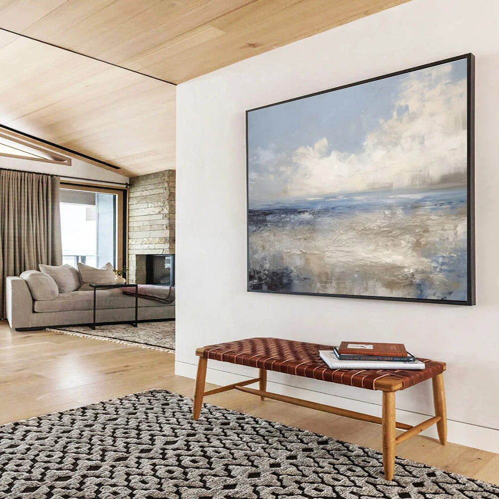 Blue - Grey Seaside Abstract Art for Relaxing Reading Nook DLZ2721