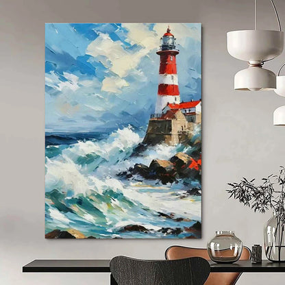 Lighthouse Seaview Oil Art for Living Room & Cottages DLZ0313