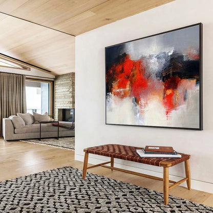 Red - Grey Blend Abstract Art for Sophisticated Office DLZ2814