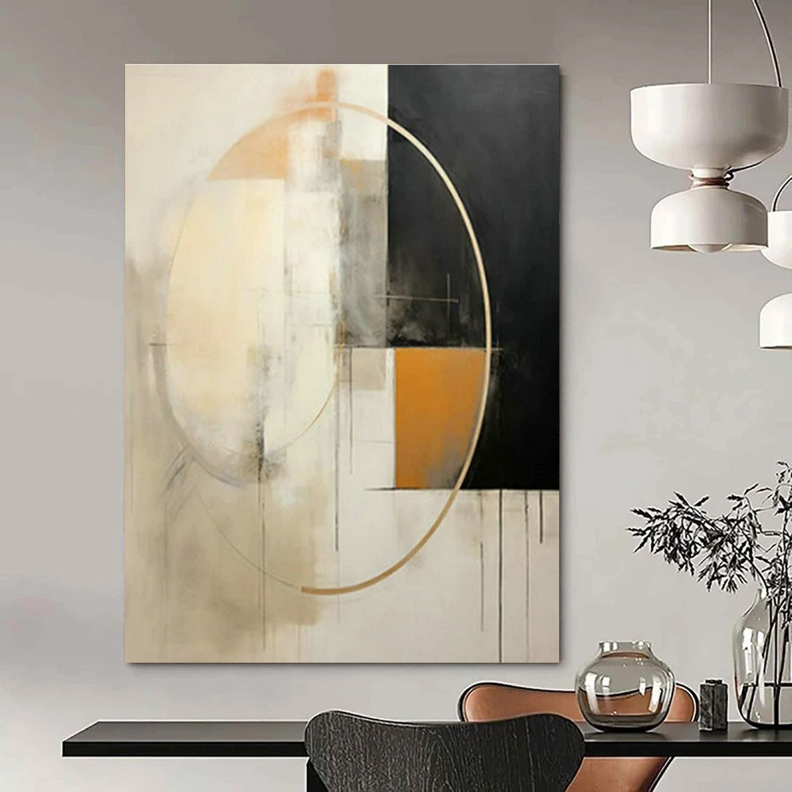 Geometric Abstract Art for Modern Office Reception & Minimalist Home Study DLZ1702