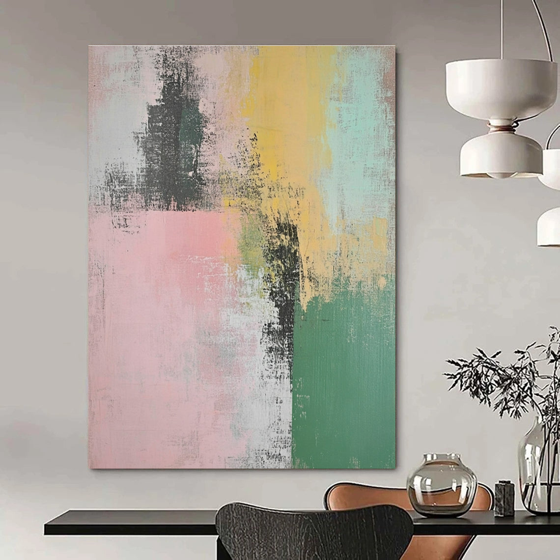 Soft Color Block Abstract for Nursery & Gentle Yoga Studio STSC774