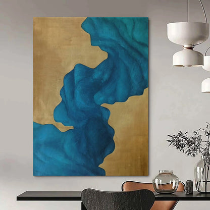 Gold - Blue Landscape Abstract Art for Living Room & Hallway DLZ0532