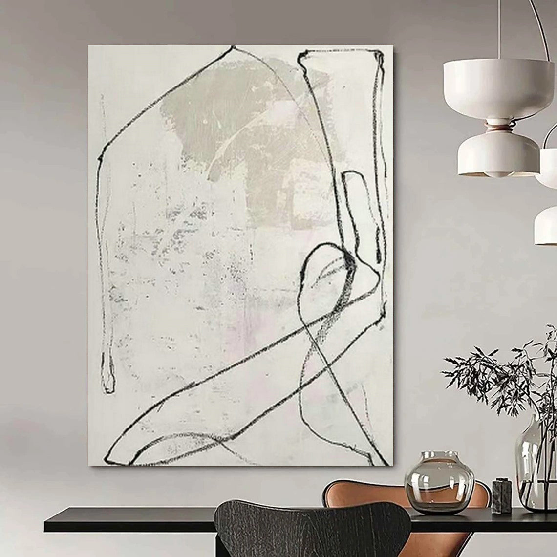 White - Wall Line Art for Minimalist Bedroom Headboards DLZ0256