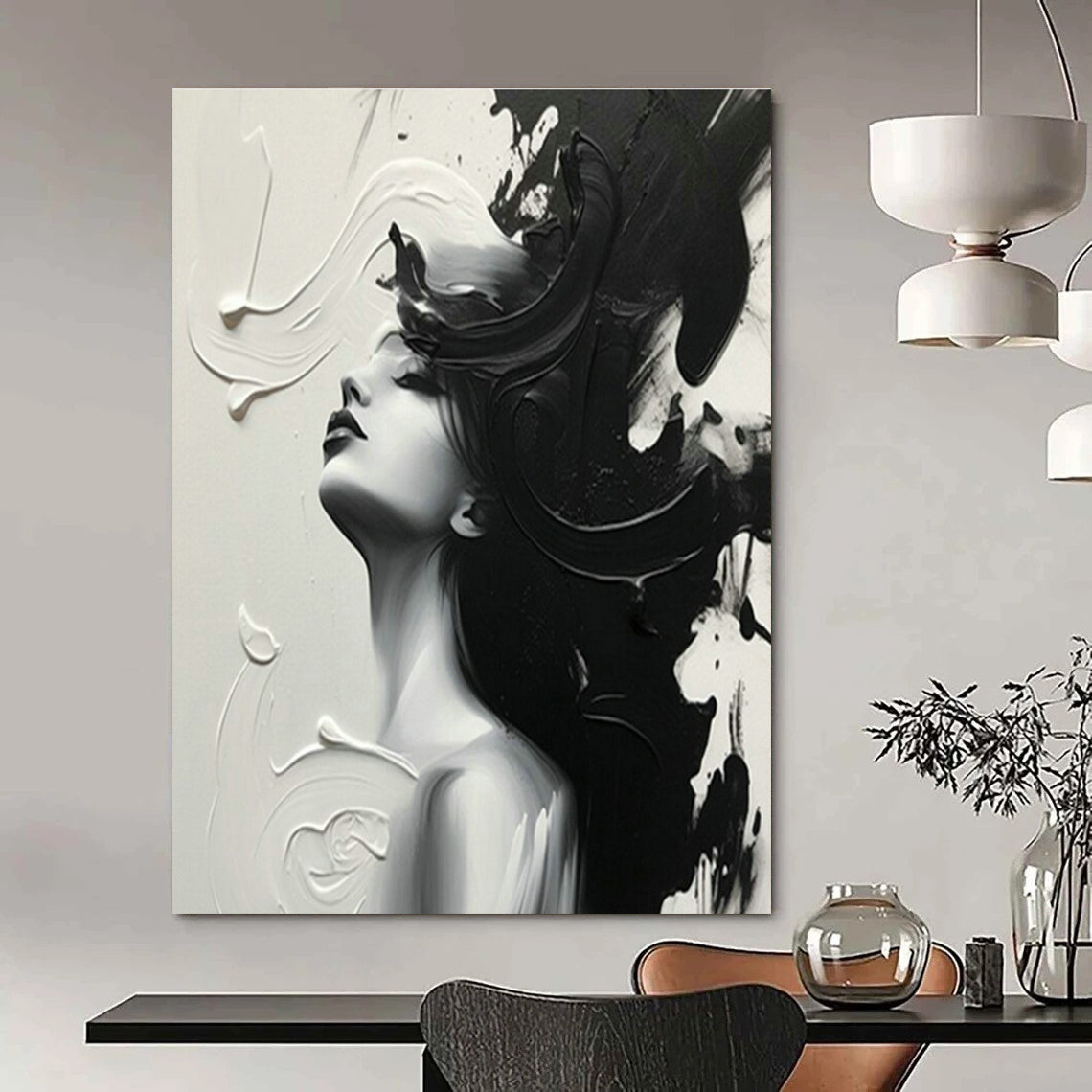 Black - and - White Artistic Portrait for Contemporary Art Gallery & Edgy Home Office DLZ1562