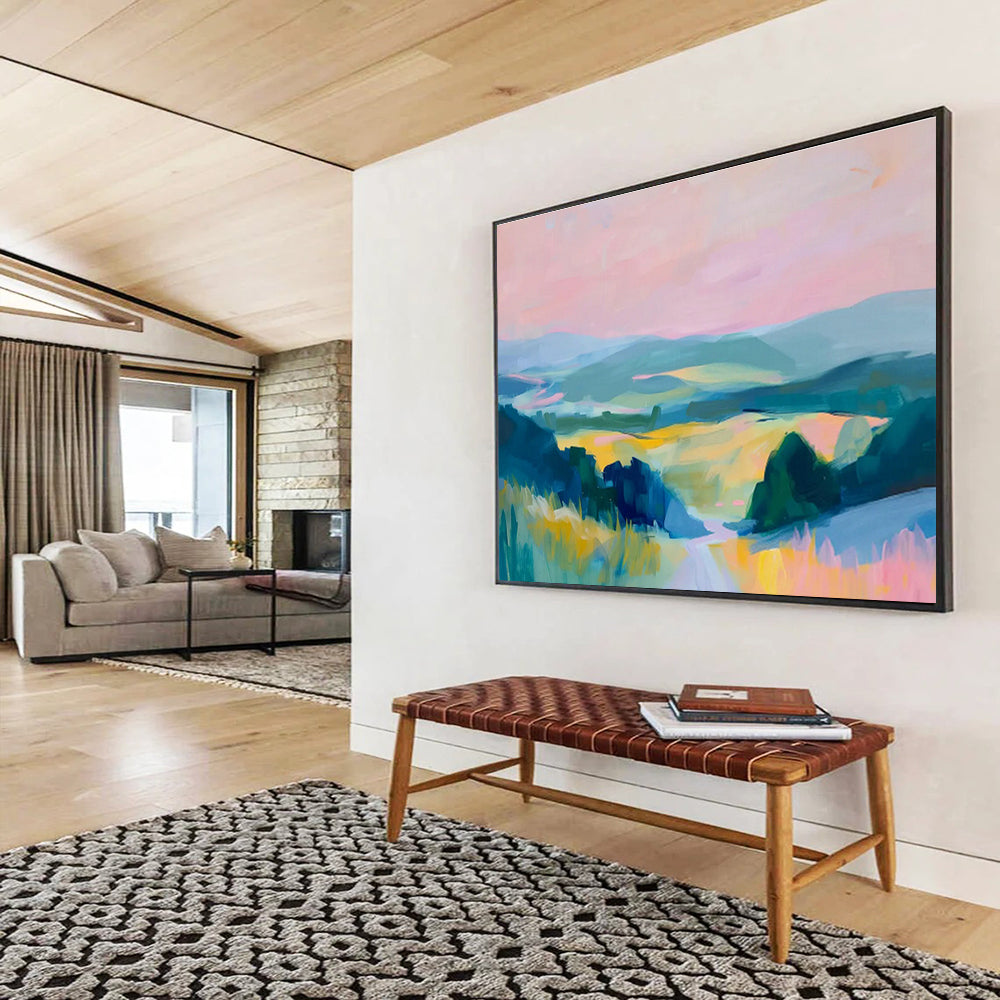 Pastoral Landscape Oil Painting for Rustic Farmhouse Dining Areas DLZ2594