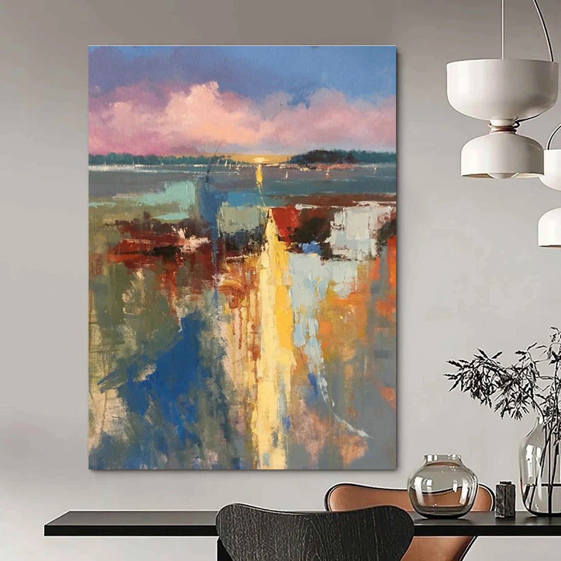 Colorful Coastal Abstract Art for Sunroom & Yacht Club DLZ2278