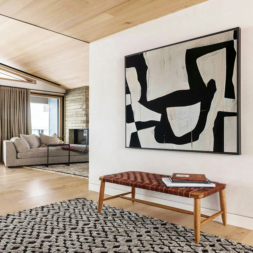 Black - White Collage Abstract Art for Edgy Urban Café Walls DLZ3129