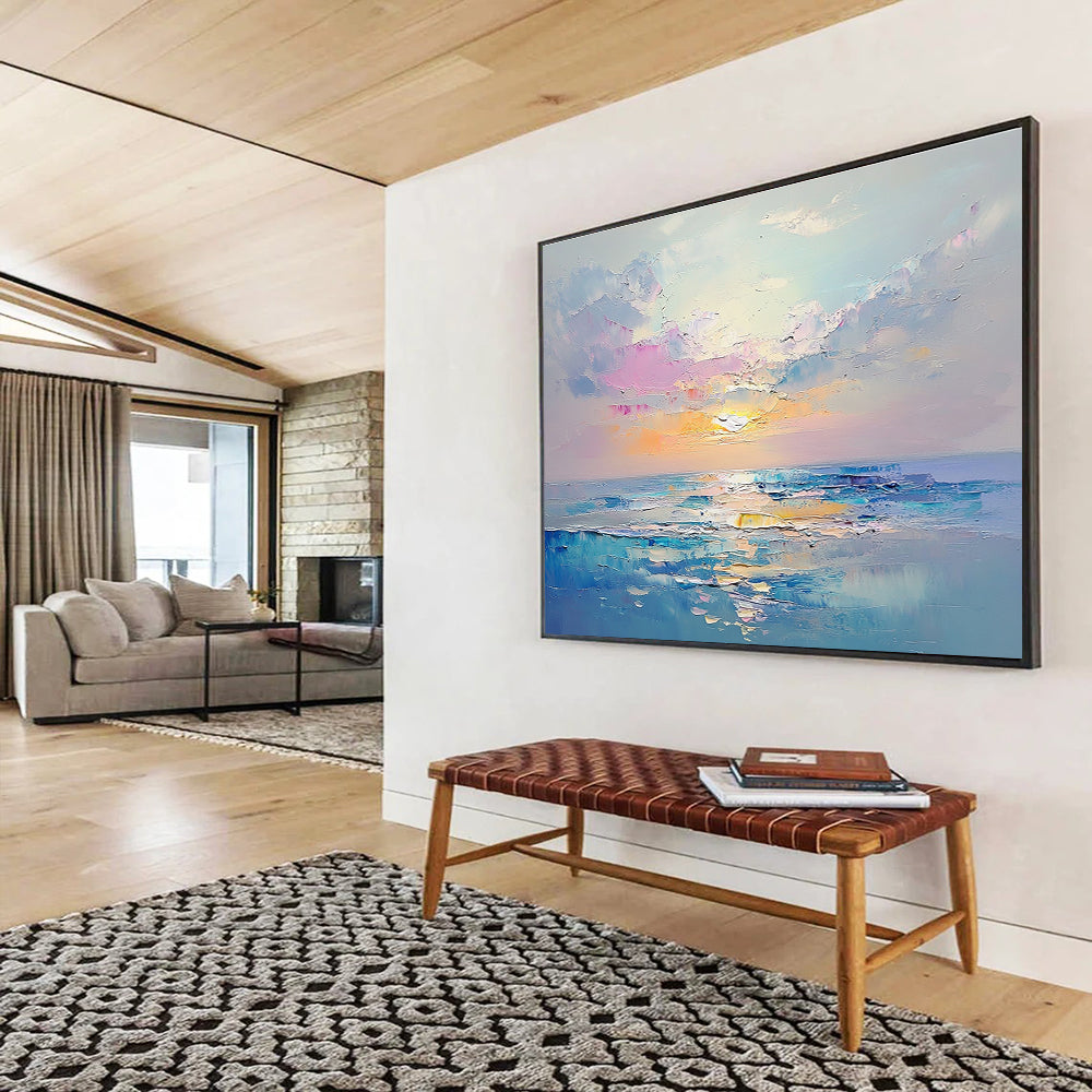 Pastel Ocean Sunset Art for Coastal Nursery & Women’s Wellness Center SC418