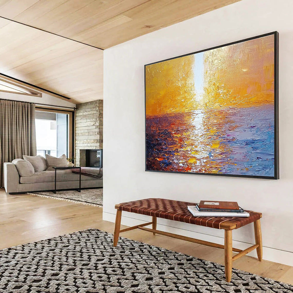 Golden Sunset Sea Art for Luxury Beachfront Hotel Lobby & Romantic Seaside Restaurant SC111