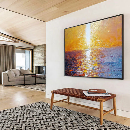 Golden Sunset Sea Art for Luxury Beachfront Hotel Lobby & Romantic Seaside Restaurant SC111