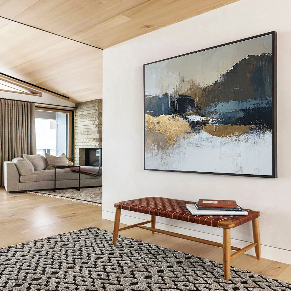 Gold - Accented Landscape Abstract Art for Luxury Hotel Lobby & Upscale Home Office SC226