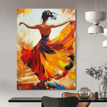 Dancing Woman in Colorful Dress for Dance Studio Performance Area & Vibrant Home Living Room STSC174
