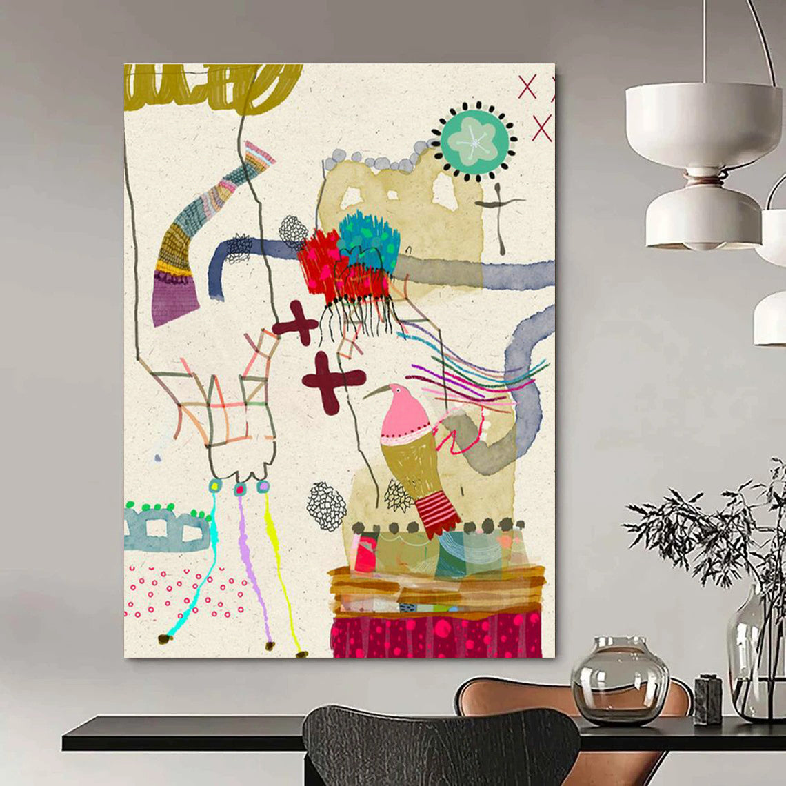 Whimsical Collage Art for Family - Friendly Restaurant Kids' Zones DLZ0174