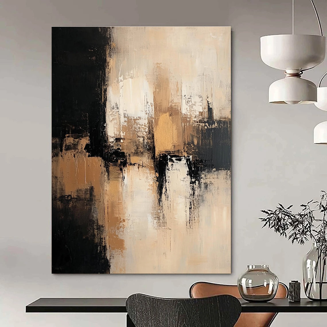 Gold and Black Abstract Strokes for Luxury Hotel Room & Upscale Restaurant STSC775