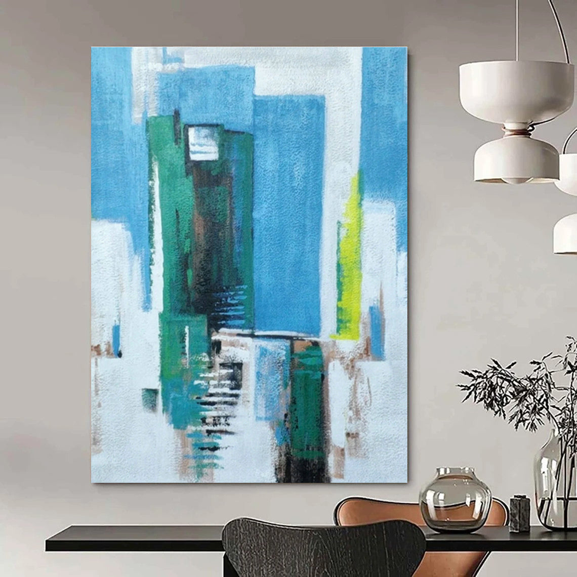 Urban Color Block Abstract Art for City - Themed Café & Modern Apartment Lobby DLZ0762