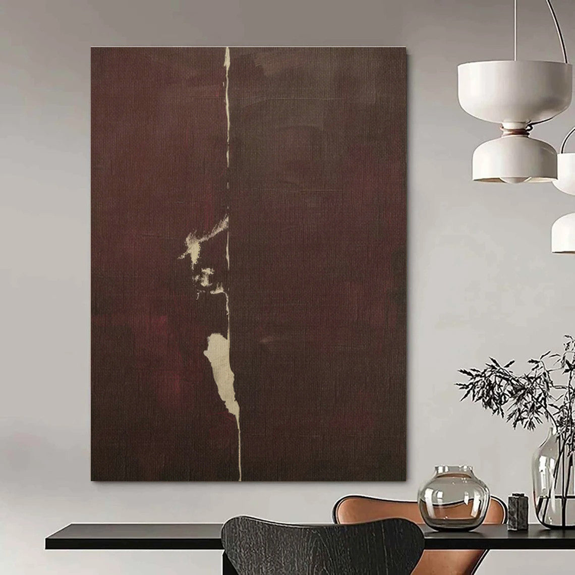 Dark Brown Line Abstract Art for Rustic Home Office & Art Gallery DLZ1156