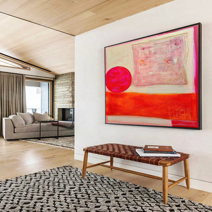Pink - Orange Minimalist Abstract Art for Contemporary Dining Areas DLZ2457