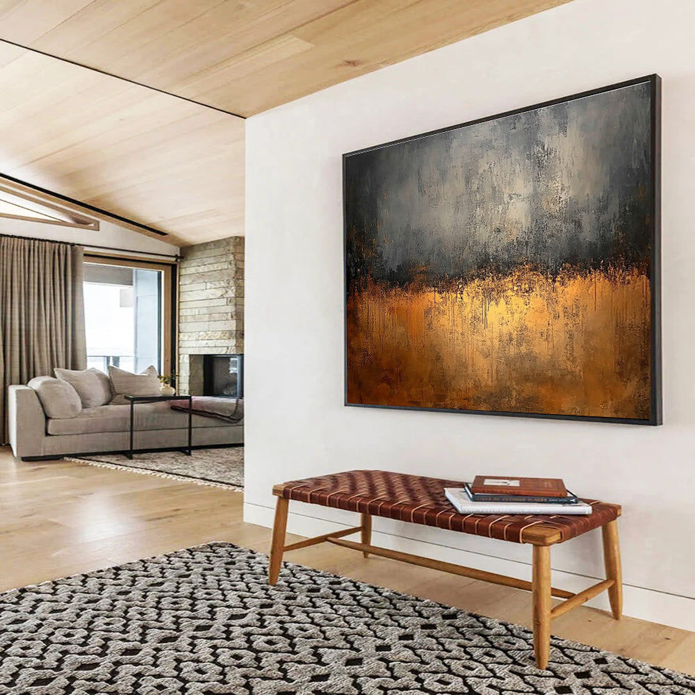 Gray & Gold Drip Art for Industrial - Chic Home & Modern Art Gallery SC146