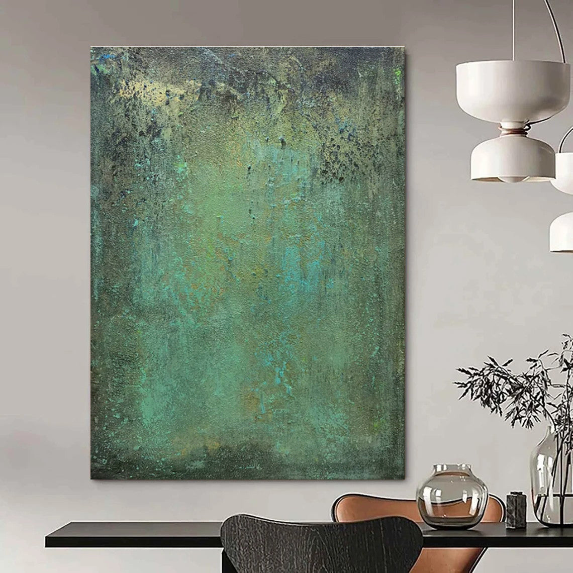 Teal - Green Textured Art for Eco - Friendly Home & Botanical Garden Center DLZ1486