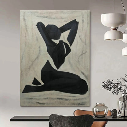 Black Yoga Pose Silhouette Art for Wellness Center & Minimalist Bedroom DLZ2265