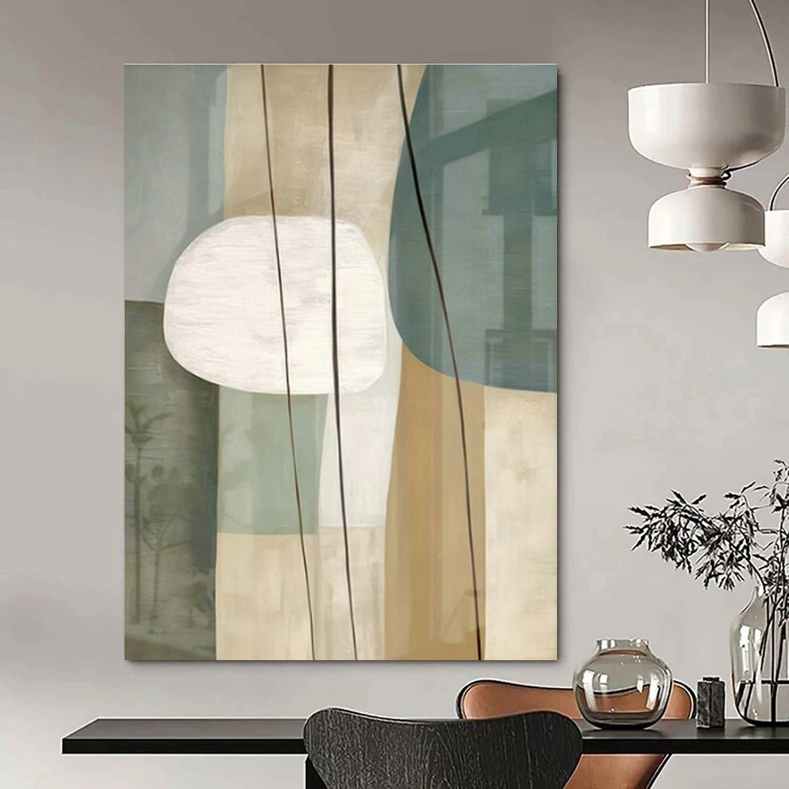Light Green Geometric Abstract Art for Contemporary Café & Design Studio DLZ1952