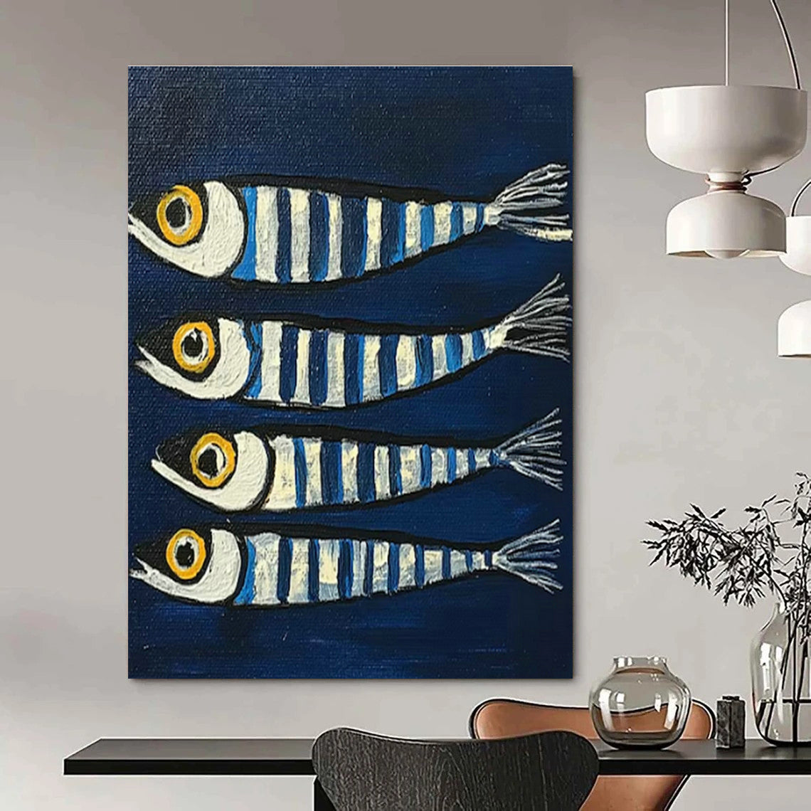 Striped Fish Art for Coastal Kitchen & Nautical - Themed Bar DLZ2100