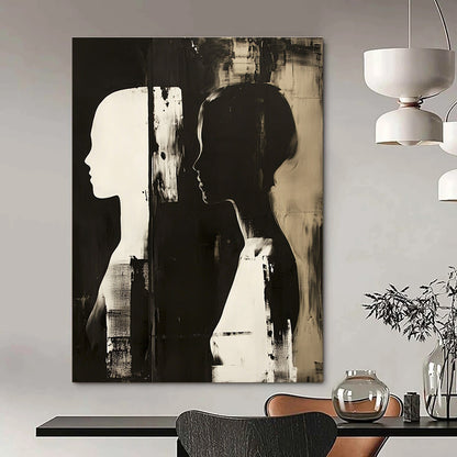 Black and White Silhouettes Art for Monochrome Gallery & Serene Home Meditation Room STSC1448