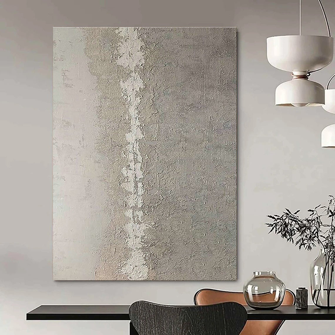 Gray - White Textured Art for Art Gallery Corridor & Minimalist Bedroom DLZ1884