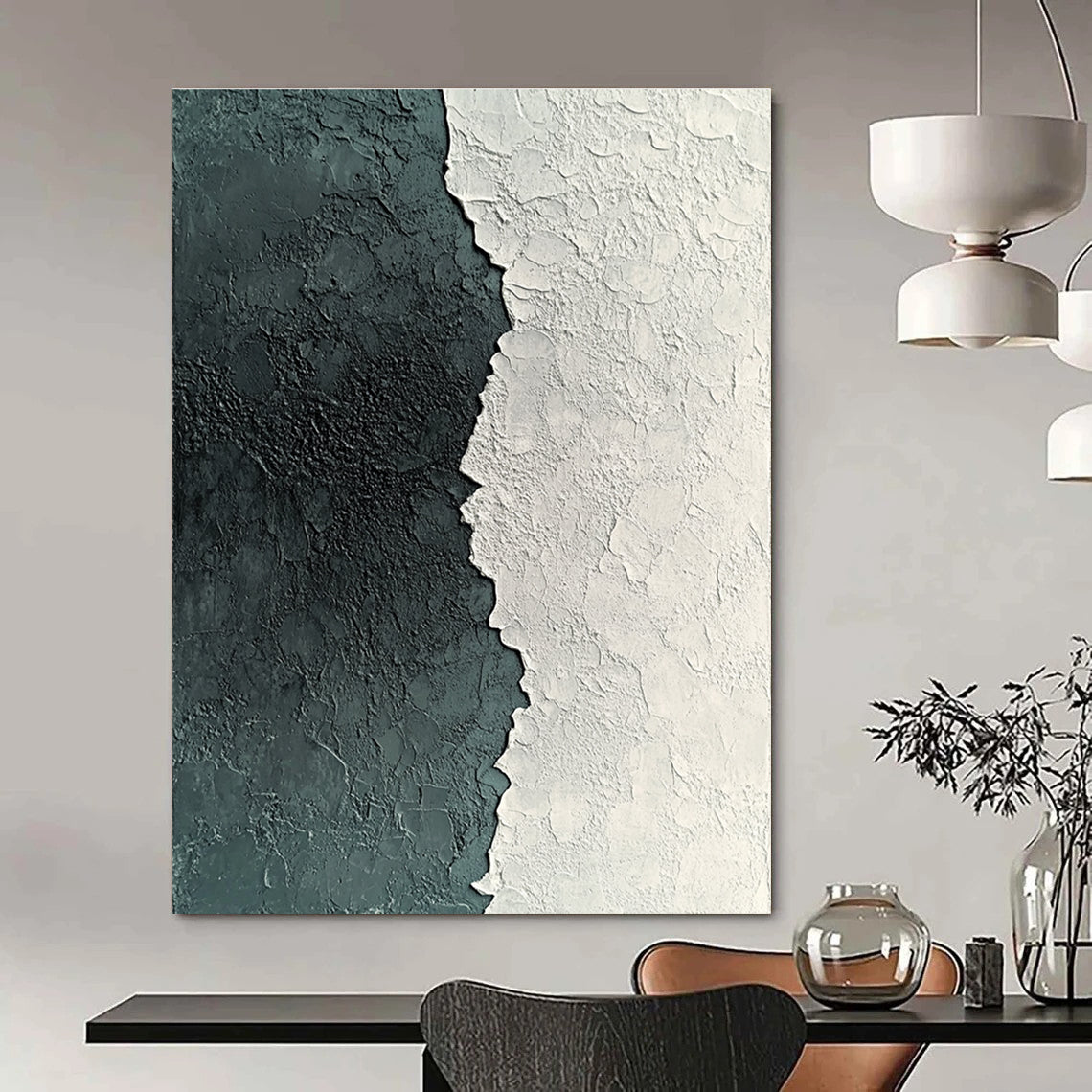 Textured Black and White Abstract for Modern Art Studio & Industrial - Style Loft STSC836