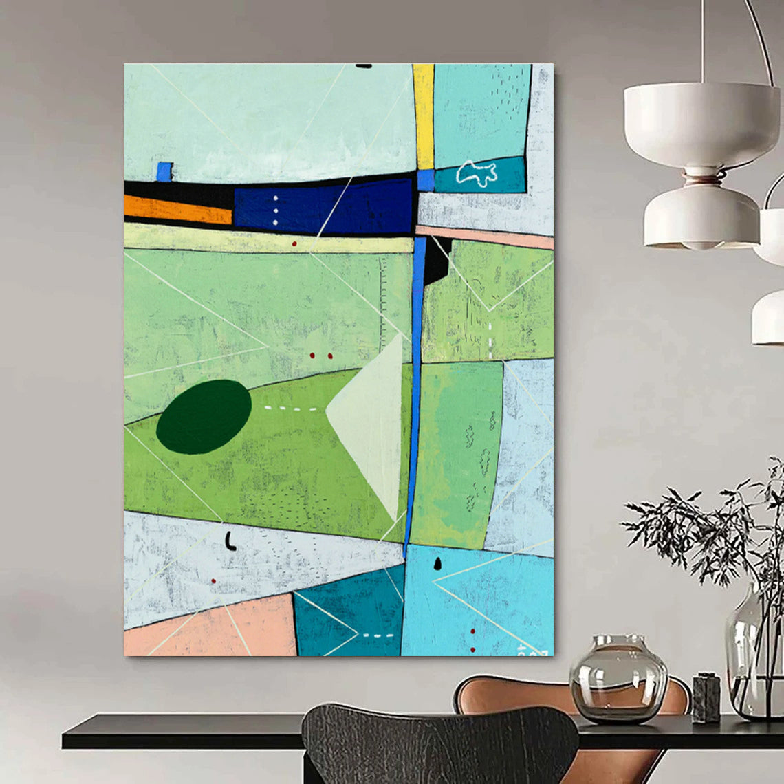 Colorful Geometric Abstract Art for Creative Café & Home Living Room DLZ1111