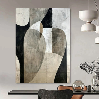 Black - White Curved Abstract Art for Contemporary Gallery & Chic Boutique DLZ1319