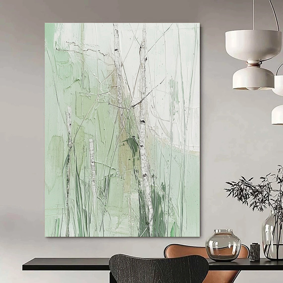 Green Birch Forest Abstract for Nature - Inspired Bedroom & Eco - Friendly Office STSC300