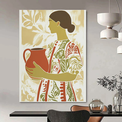 Woman with Jug Art for Cultural Center & Rustic Home Kitchen STSC1417
