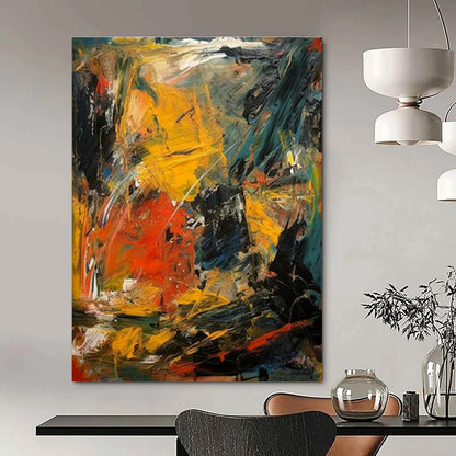 Vivid Yellow - Red Abstract Art for Living Room & Studio DLZ0370