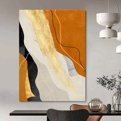 Orange and Gold Abstract Lines Art for Modern Gallery & Energetic Workout Studio DLZ2217