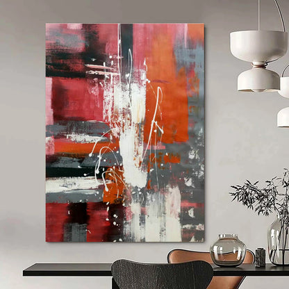 Red - Grey Abstract Art for Living Room & Dining Room DLZ0492