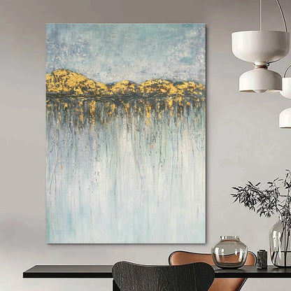 Gold - Mountain Drip Abstract Art for Luxury Living Room & Upscale Hotel Lobby DLZ0773