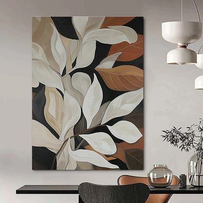 Black - White Leaf Abstract Art for Botanical Spa & Home Dining Room DLZ1132