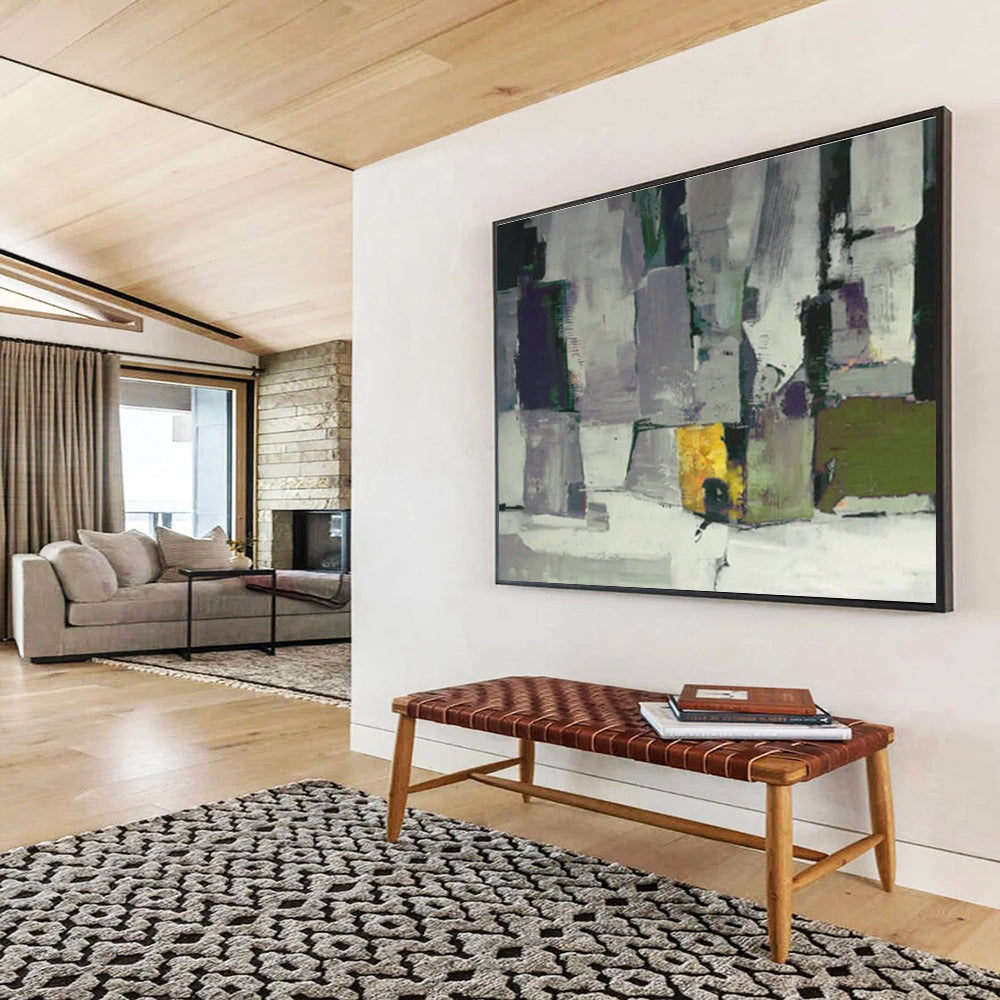 Grey - Purple Geometric Abstract Art for Chic Entryway DLZ2749