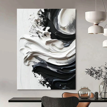 Black - White Flowing Abstract Art for Bedroom & Office DLZ0371