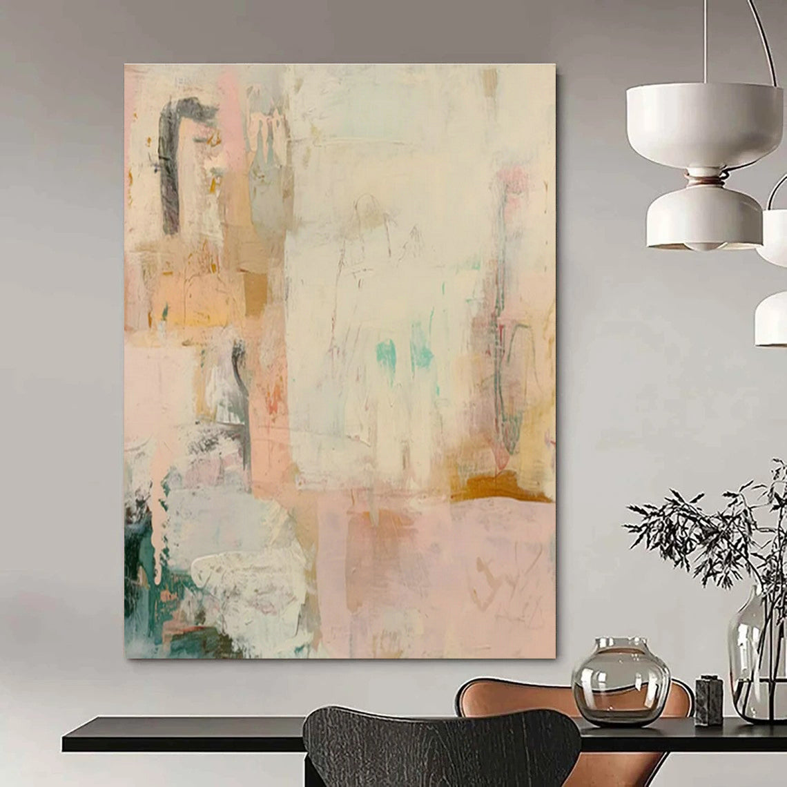 Pink - White Abstract Art for Bohemian - Chic Bedroom & Art Gallery Pop - Up DLZ1839