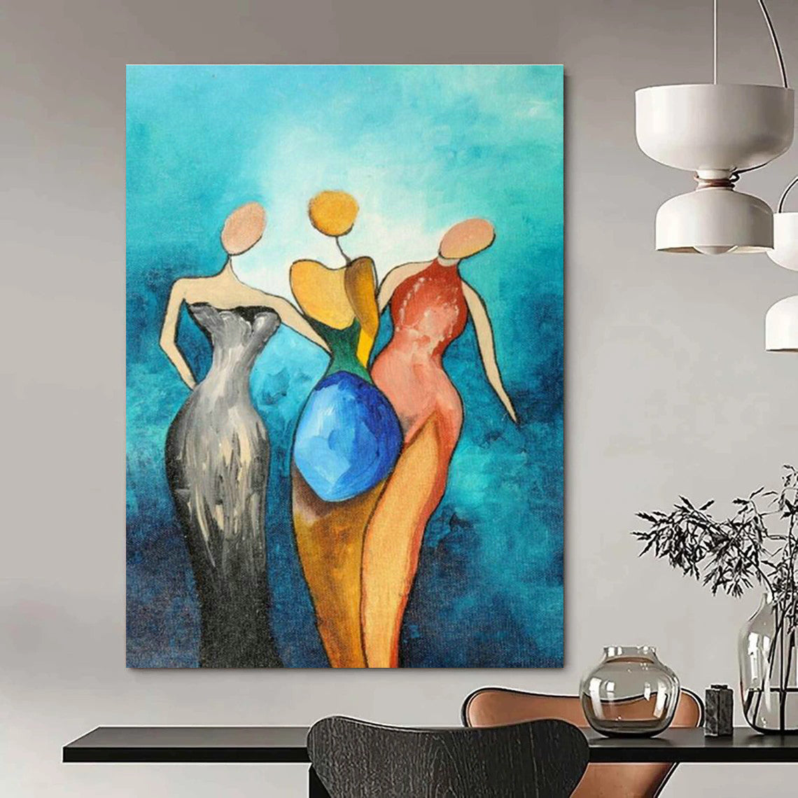Abstract Figure Art for Women's Wellness Studio Waiting Areas DLZ0036