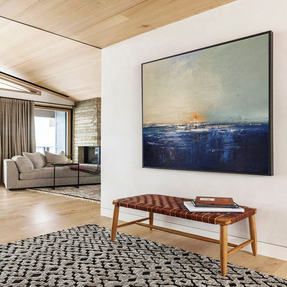 Serene Sea View Abstract Artwork for Crafting a Peaceful Coastal Bedroom Oasis DLZ3034