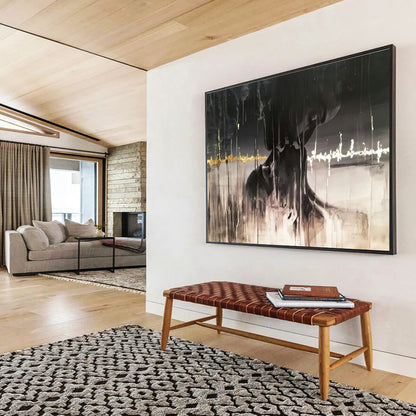 Black - Gold Abstract Art for Luxury Hotel Rooftop Bar Decor DLZ3284