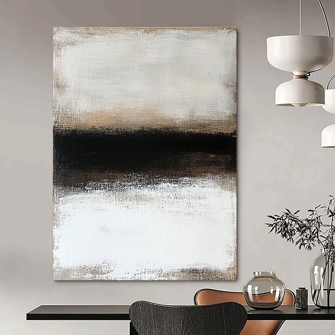 Monochromatic Abstract Divide for Minimalist Bedroom & Modern Office STSC630