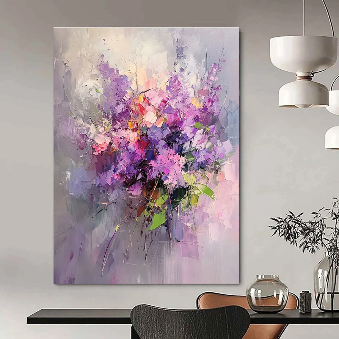 Purple Flower Bouquet (Impasto) for Romantic Wedding Venue & Feminine Boudoir STSC926