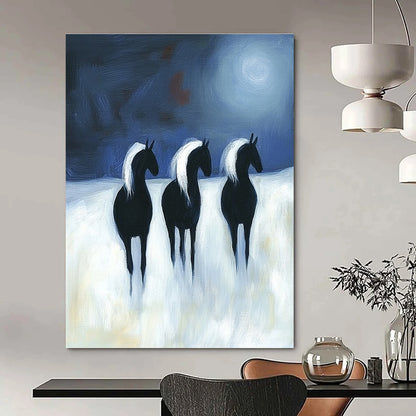 Night Horses Art for Bohemian - Style Lounge & Dreamy Home Reading Nook STSC1443