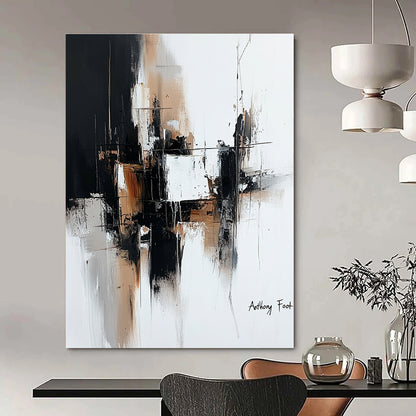 Black, White, and Brown Abstract Composition Art for Minimalist Bedroom & Art - Loving Entrepreneur’s Office STSC1356
