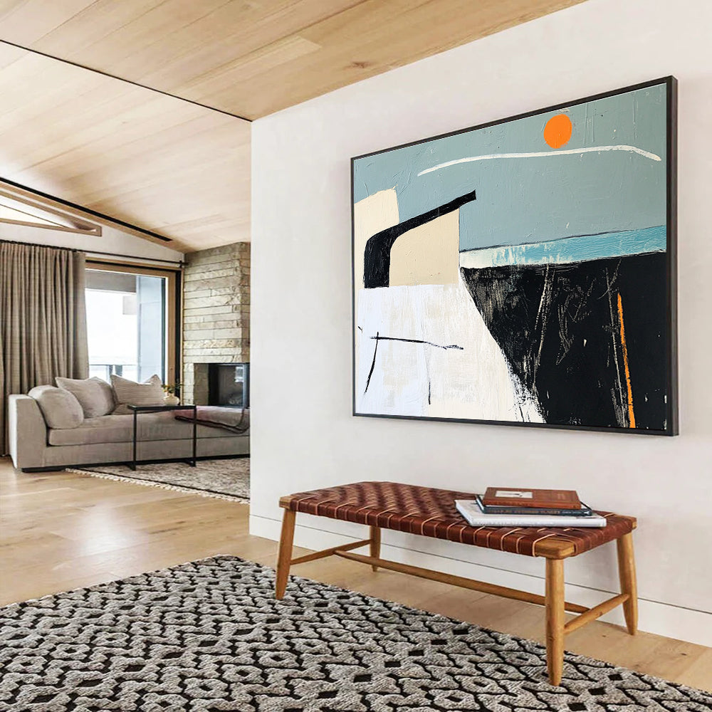 Minimalist Abstract Sunset Art for Coastal Home & Modern Gallery SC388