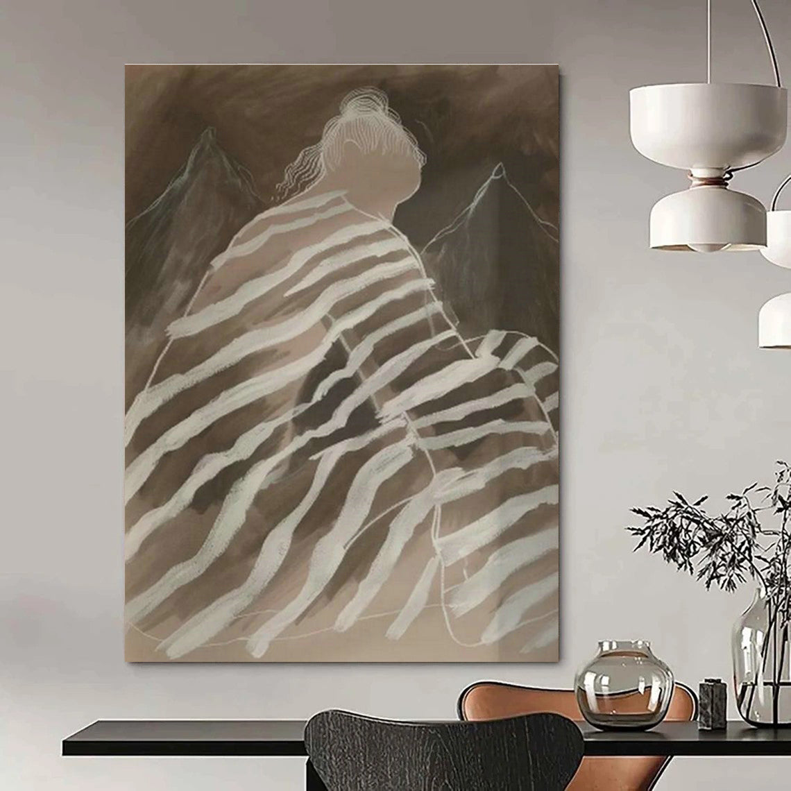 Striped Figure Art for Spiritual Home Meditation Spaces DLZ0218